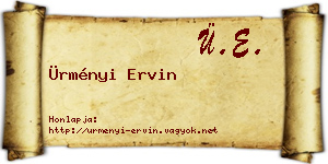 Ürményi Ervin névjegykártya